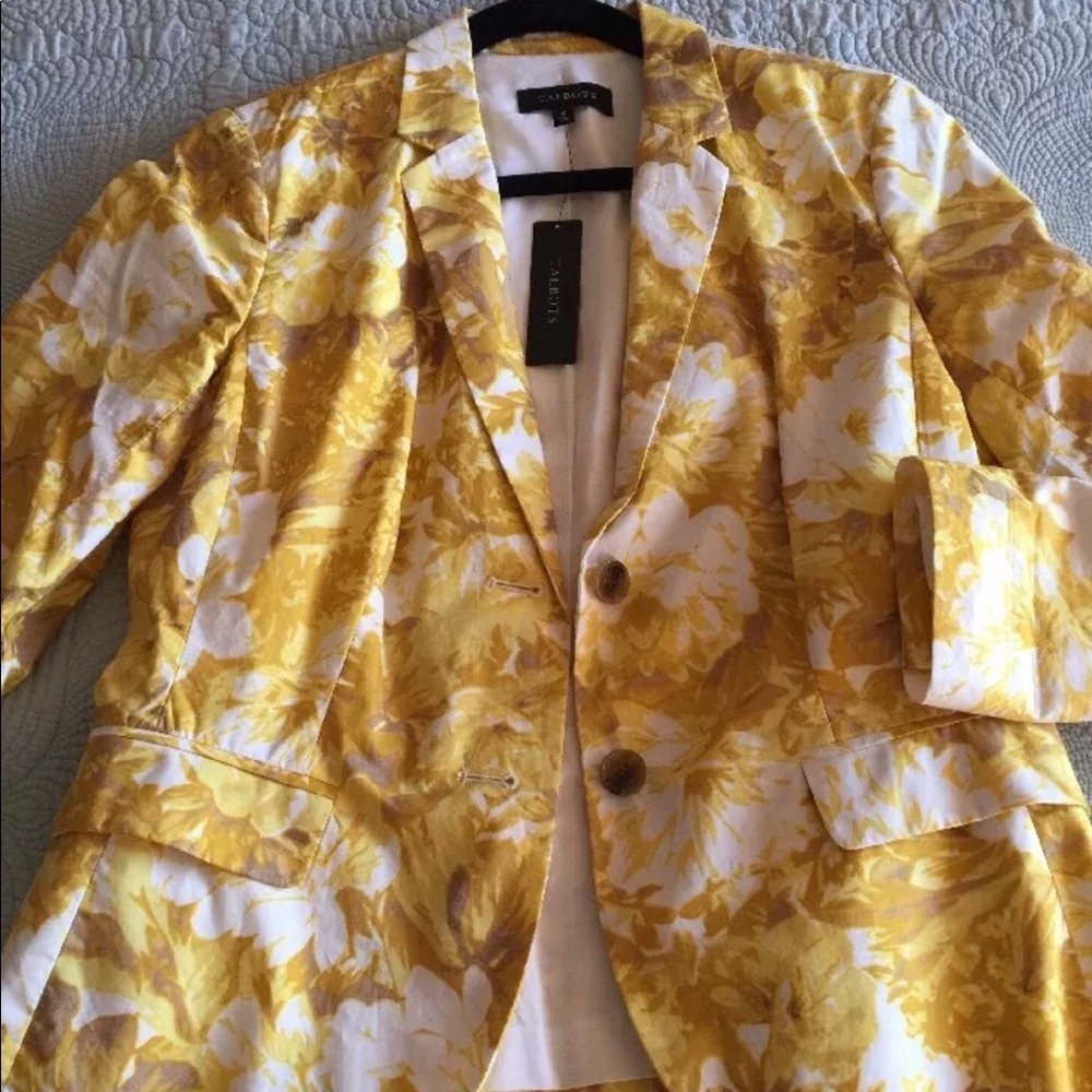 NWT Talbots Women's Yellow Floral jacket. Sz 10